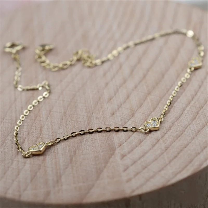 925 Sterling Silver 14k Gold Plated Bracelet Simple Temperament Small Heart Bracelet for Women All-match Accessories