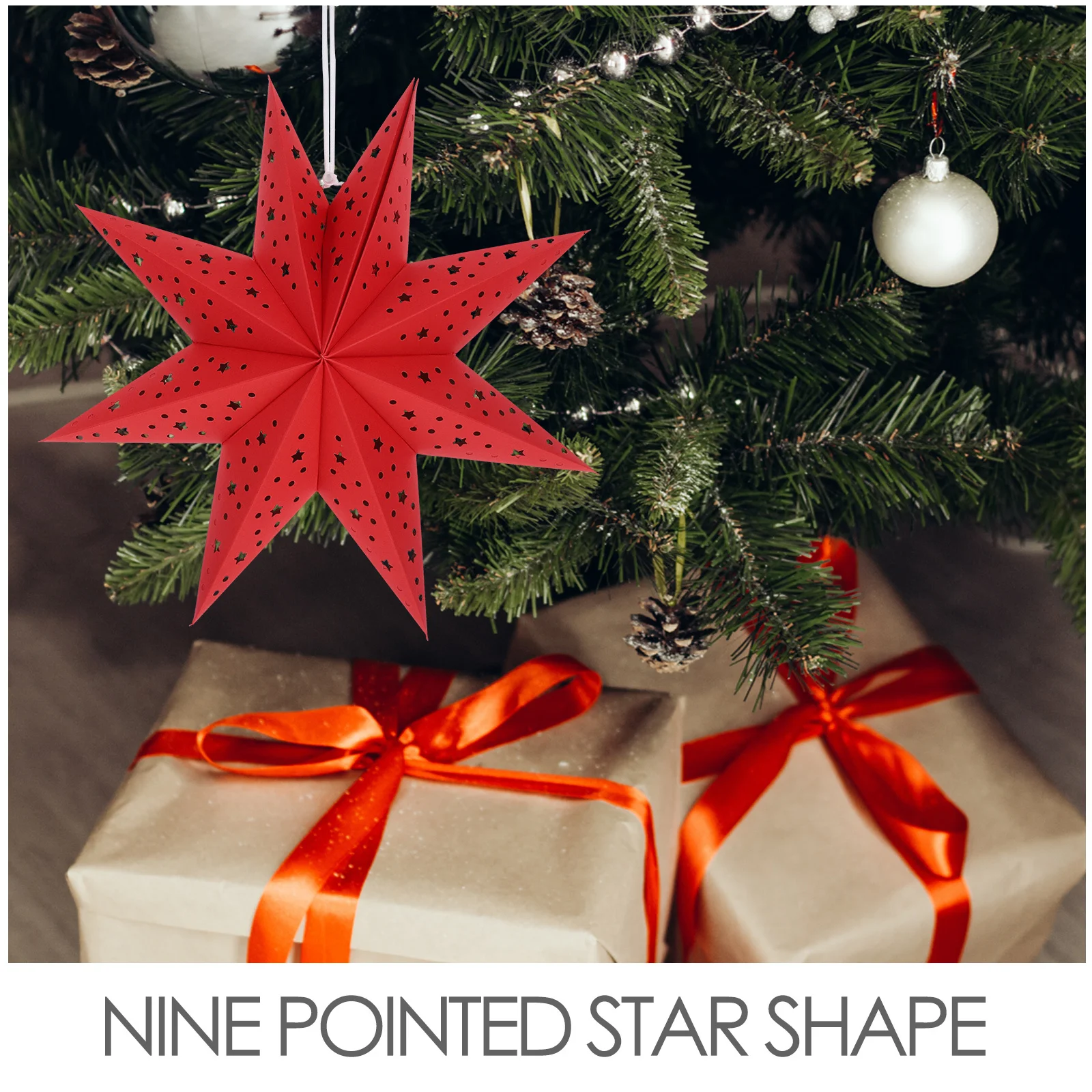 3 Buah Penutup Lentera Gantung Natal Kap Lampu Kertas Bintang Pencahayaan Dekoratif Tahan Lama untuk Rumah Pesta Liburan