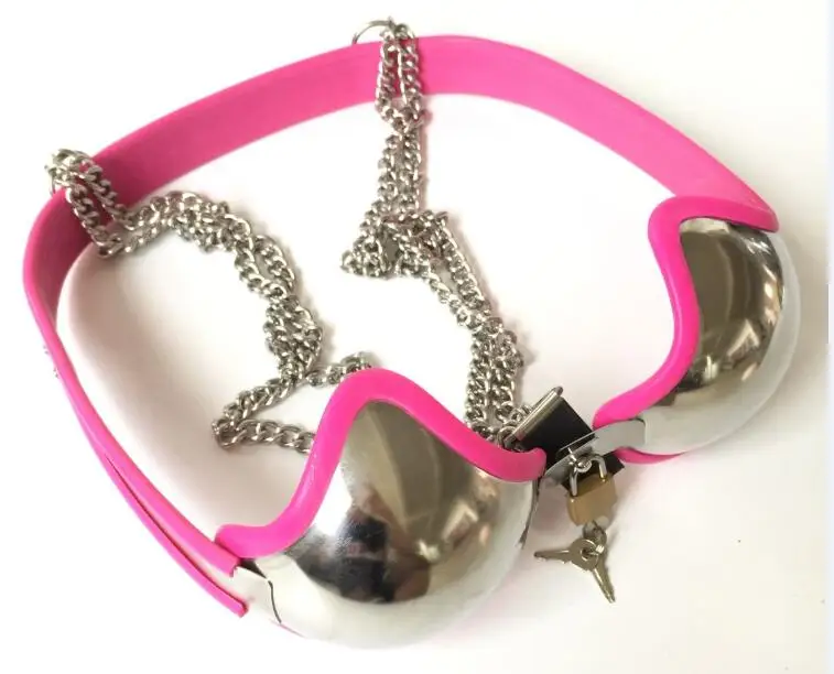 أنثى قابل للتعديل سوار فولاذي غير قابل للصدأ البرازيلي حمالة شكل الثدي مع قفل عبودية حزام العفة جهاز Ddsm لعبة الجنس 3 اللون #2