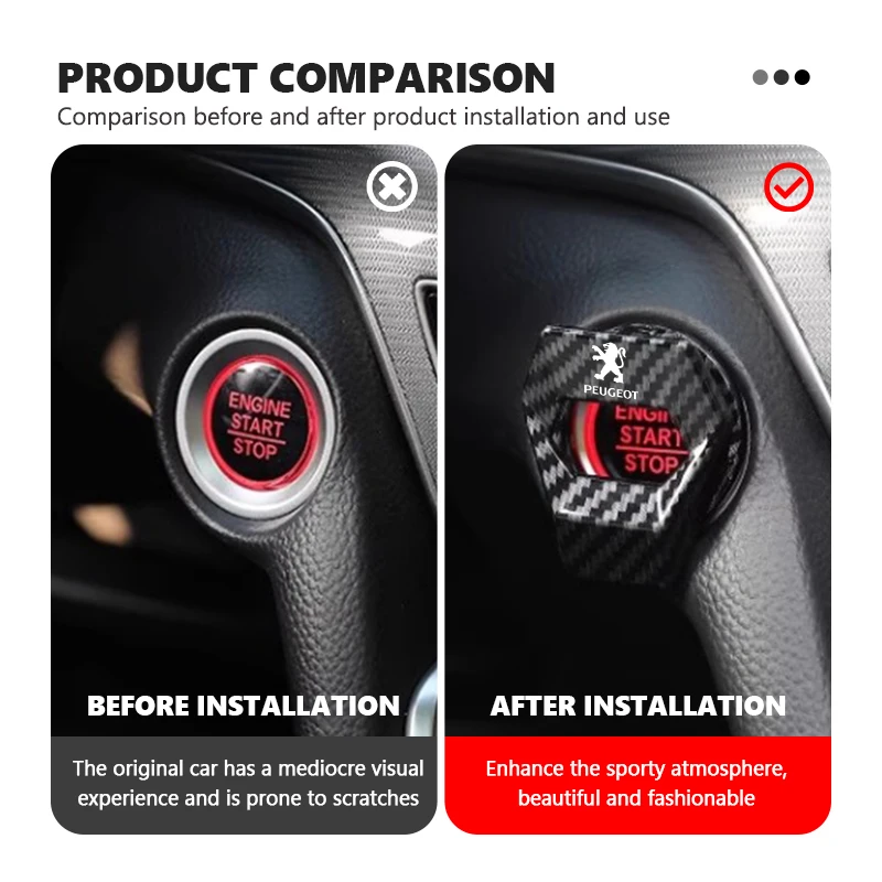 لسيارة بيجو الداخلية مفتاح واحد بدء الإشعال محرك وقف دفع التبديل زر الغطاء الواقي 307 106 206 308 208 407 508 406 #4