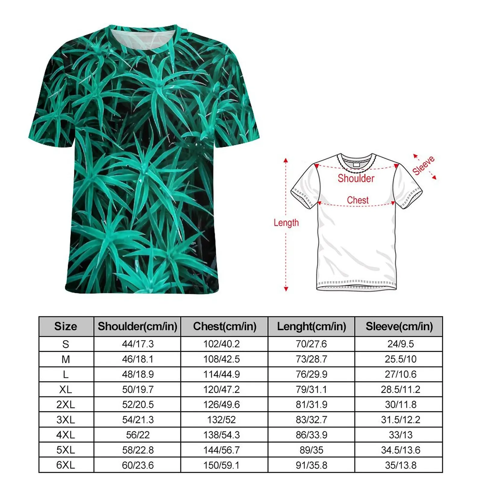 Forest Moss T-Shirt Green Leaves Print Trending T Shirts Men Funny Tee Shirt Original Short-Sleeve Design Tops Plus Size 6XL