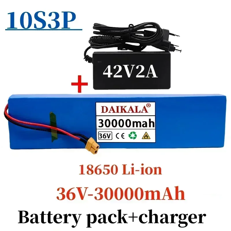 2025 The New 18650 Battery Pack 10S3P 36V 30000mAh Built-in 20A BMS 42V Charger Is Suitable for Electric Bikes and Scooters