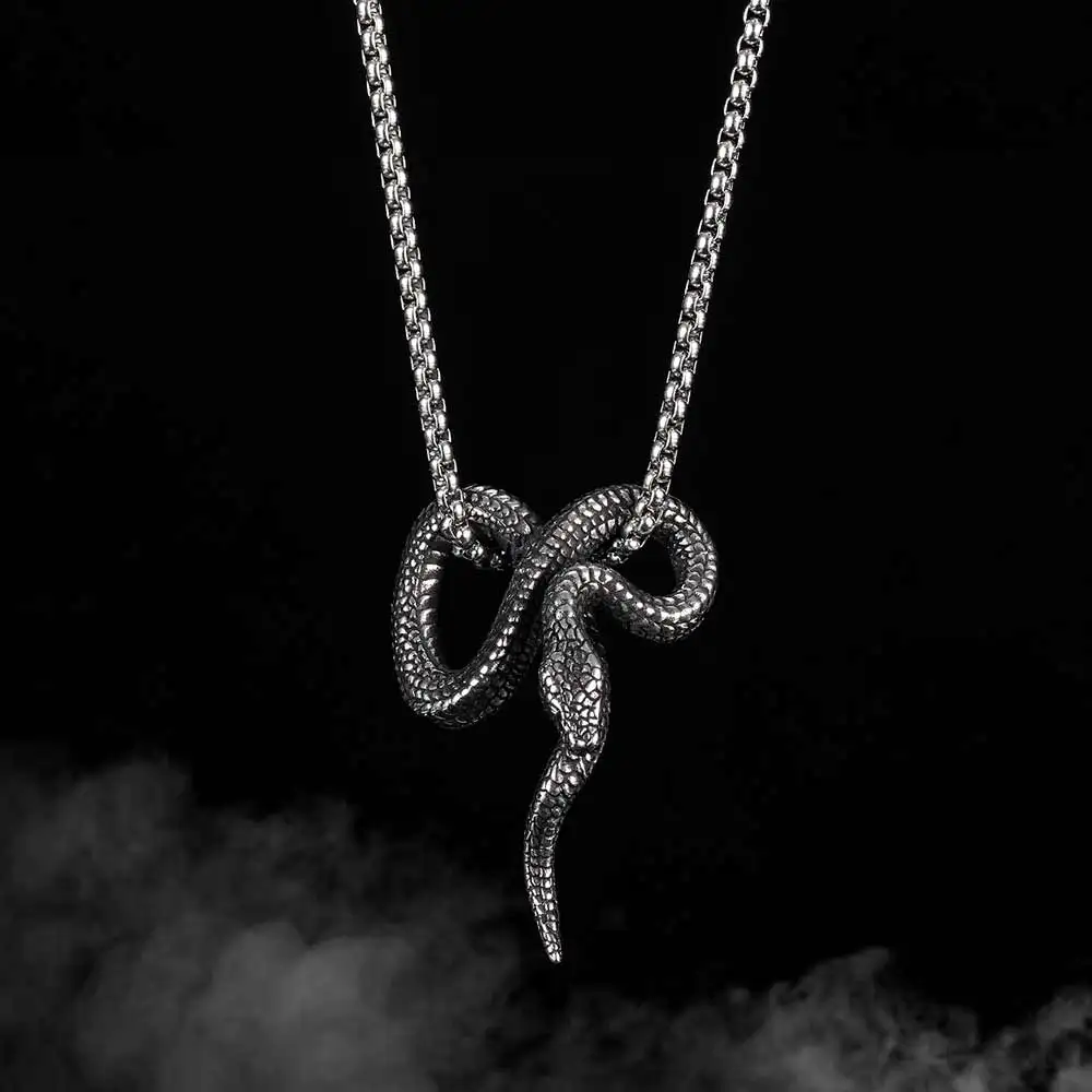 DARHSEN Male Men Statement Necklaces Snake Pendants Fashion Hip hop Jewelry Stainless Steel Box Chain Party Gift