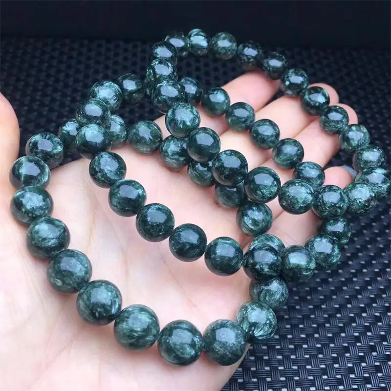 Natural Seraphinite Bracelet Fortune Energy Mineral String Woman Amulet Jewelry Healing Gift 1PCS 10MM