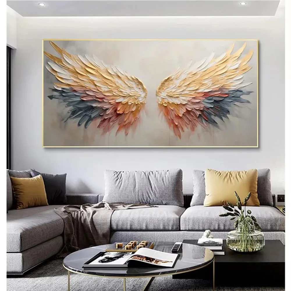 Large Size Angel Wing Mosaic Diy full Square Round Diamond Painting Wall Art Abstract White Wing Art Minimalist Home Decor Gift