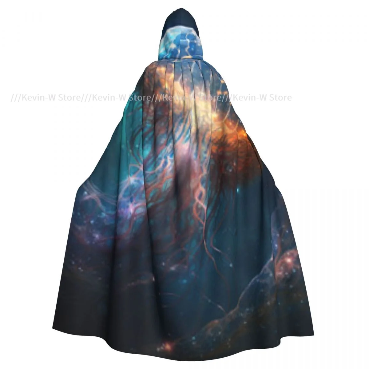 Adult Cloak Cape Hooded Fantasy Jellyfish Space Medieval Costume Witch Wicca Vampire Elf Purim Carnival Party