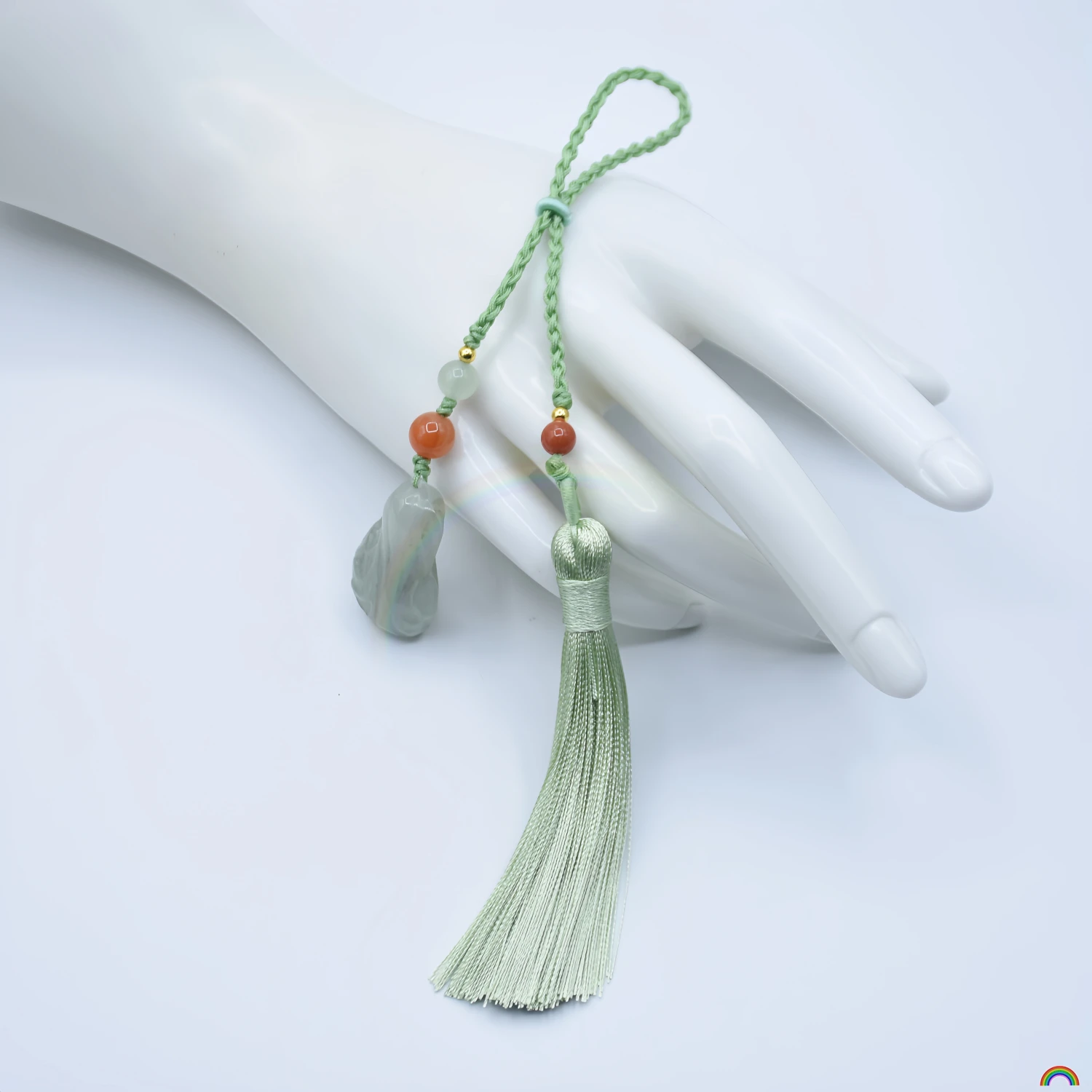 Natural Tianshan green cabbage pendant, niche design, hundred treasures, jade, national style, Su bag pendant gift, Rwbuy