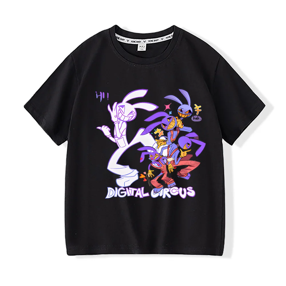 

The Amazing Digital Circus T-Shirts Kids Jax Pomni Zooble Funny Cotton Tees Cartoon Anime Round Neck Short Sleeve Tops T Shirt