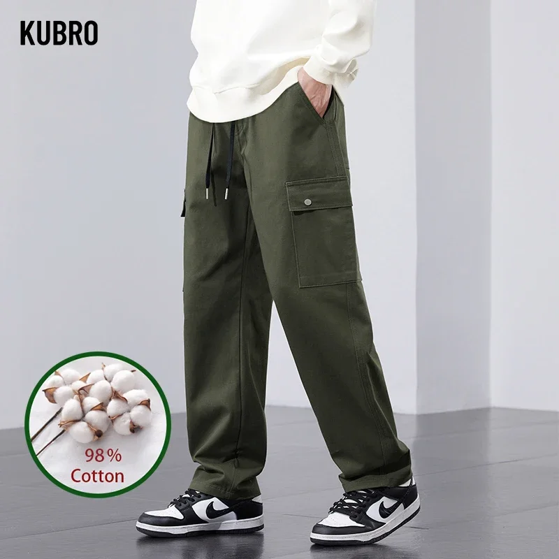 

Американские модные брюки-карго, осенние свободные прямые повседневные спортивные брюки с широкими штанинами, Высококачественная Хлопковая универсальная мужская одежда