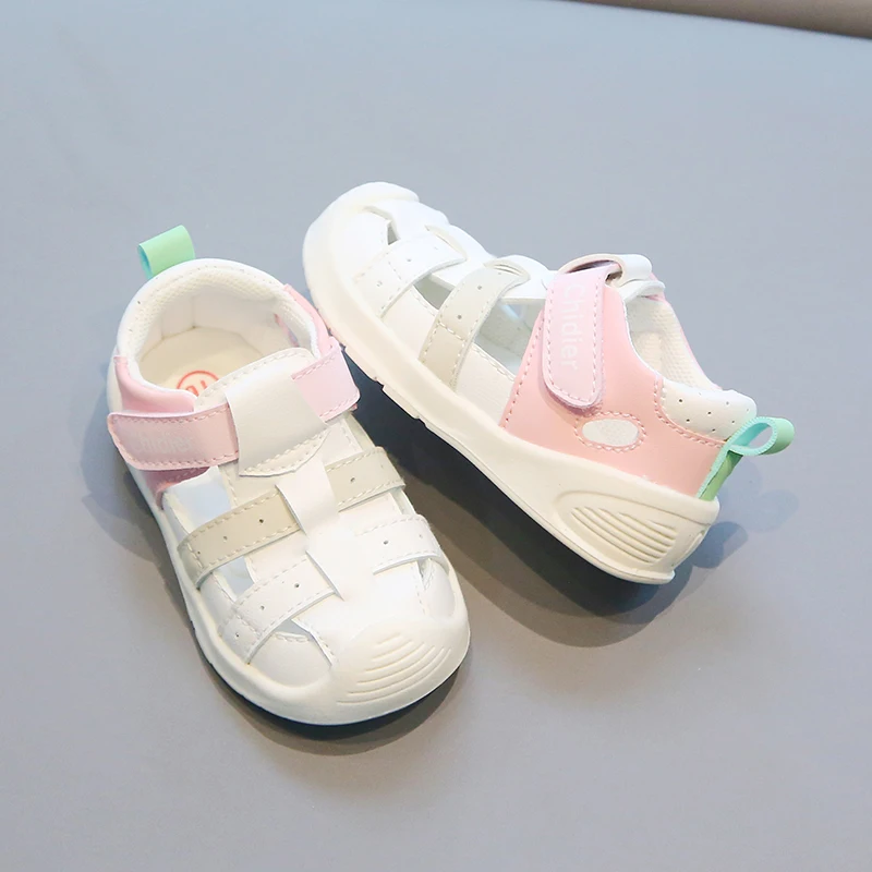 Baby Boys Girls 1-2-3 Years Old Baby Toe Protection Sandals Non-slip Soft Bottom Toddler Head Wrapped Sandals