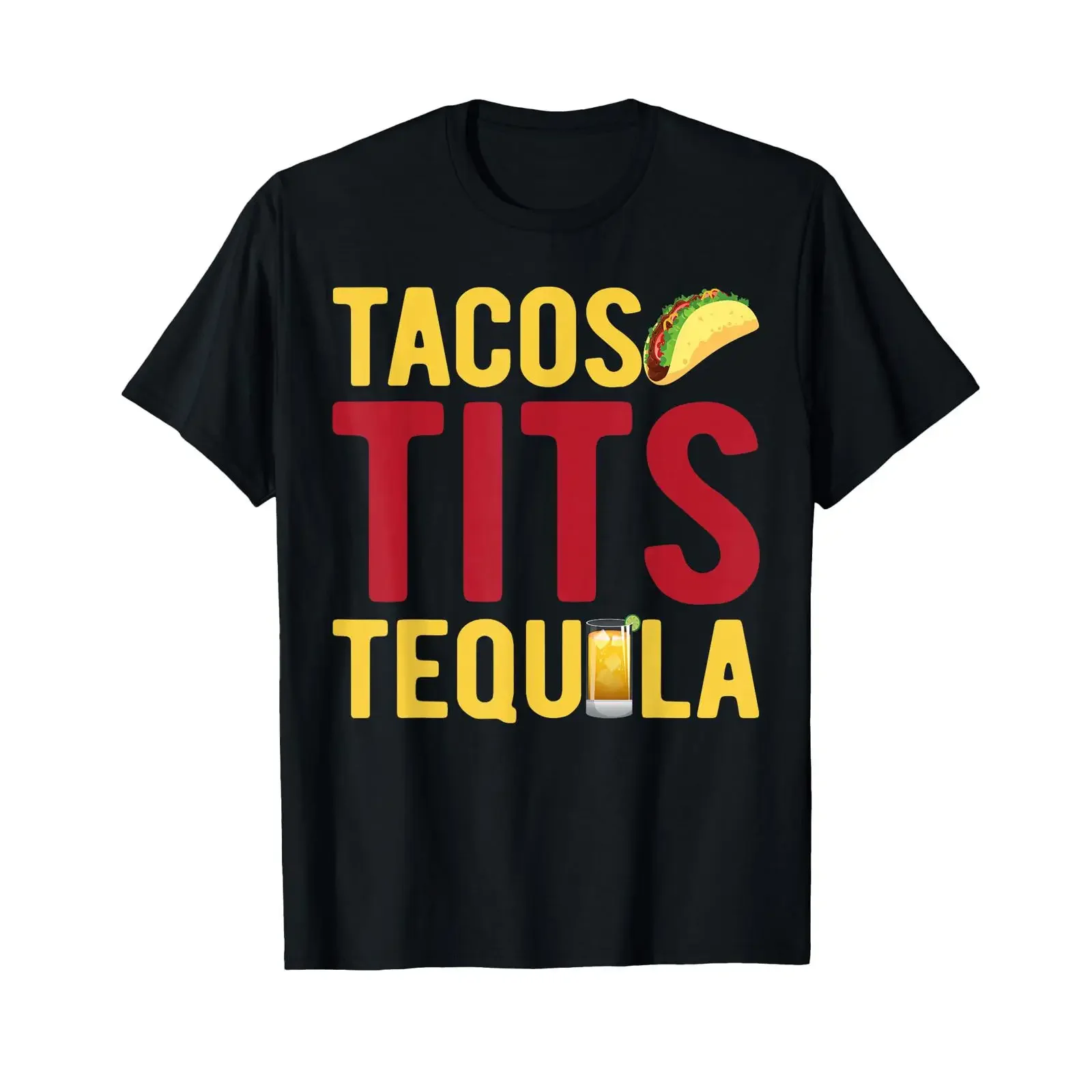 T-shirt drôle « Tacos Tits Tequila » vintage délavé pour homme, confortable, légèrement élégant et respirant, idéal pour le quotidien