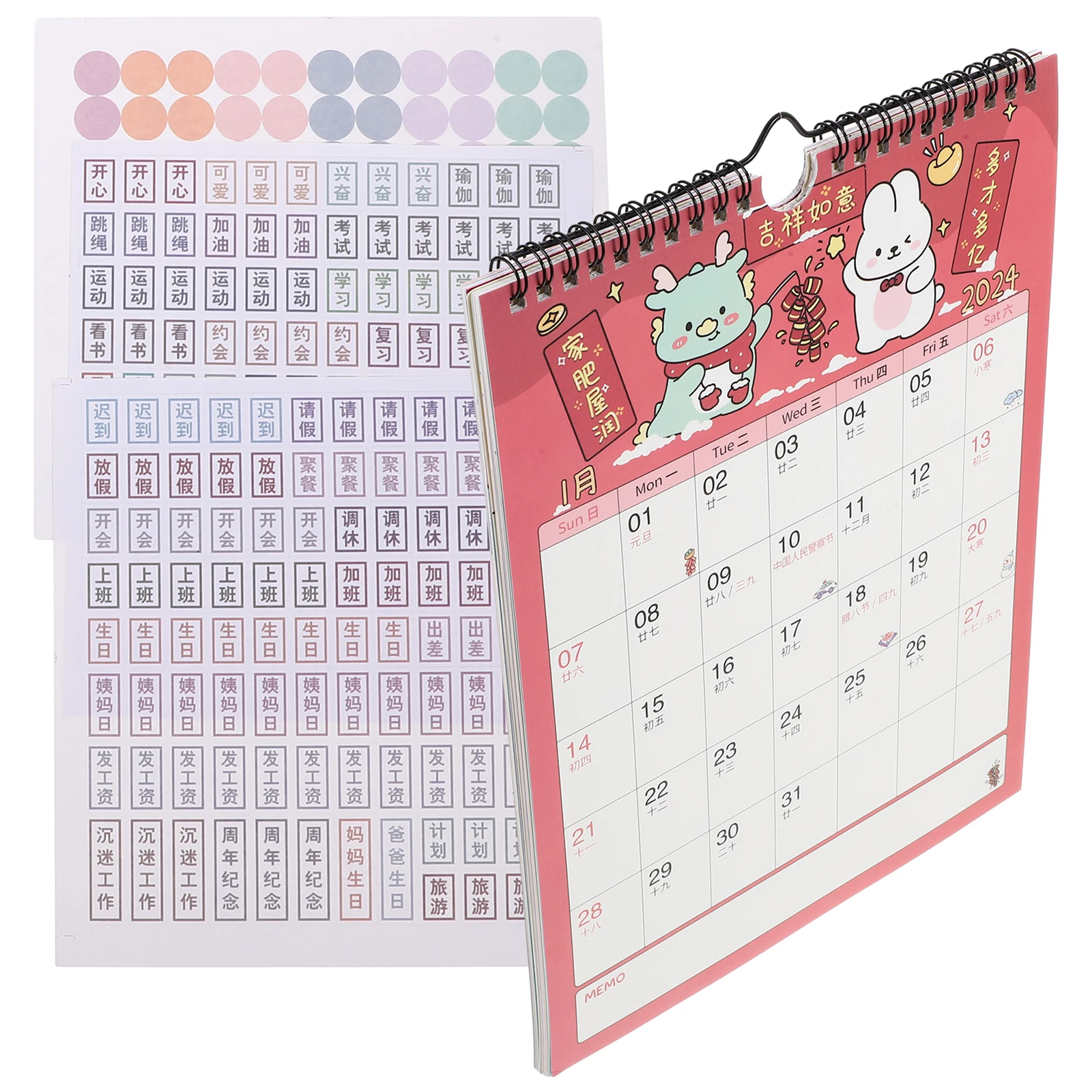 

Wall Calendar 2024 Dragon Year Hanging Monthly Planner Small Size Note Calendars Home Office Decor Sturdy Daily Use CountDown