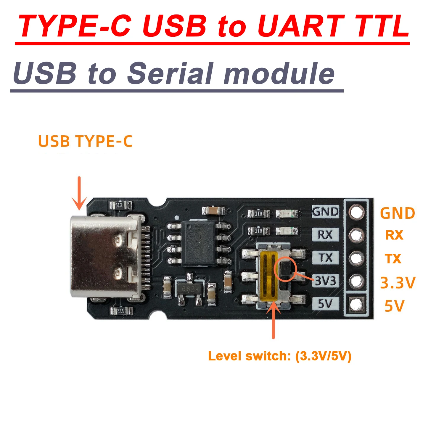 yZ[zCh340n TYPE-C usb to uart ttlVA|[gʐMW[3.3v 5vxrx tx_E[hc[uVC