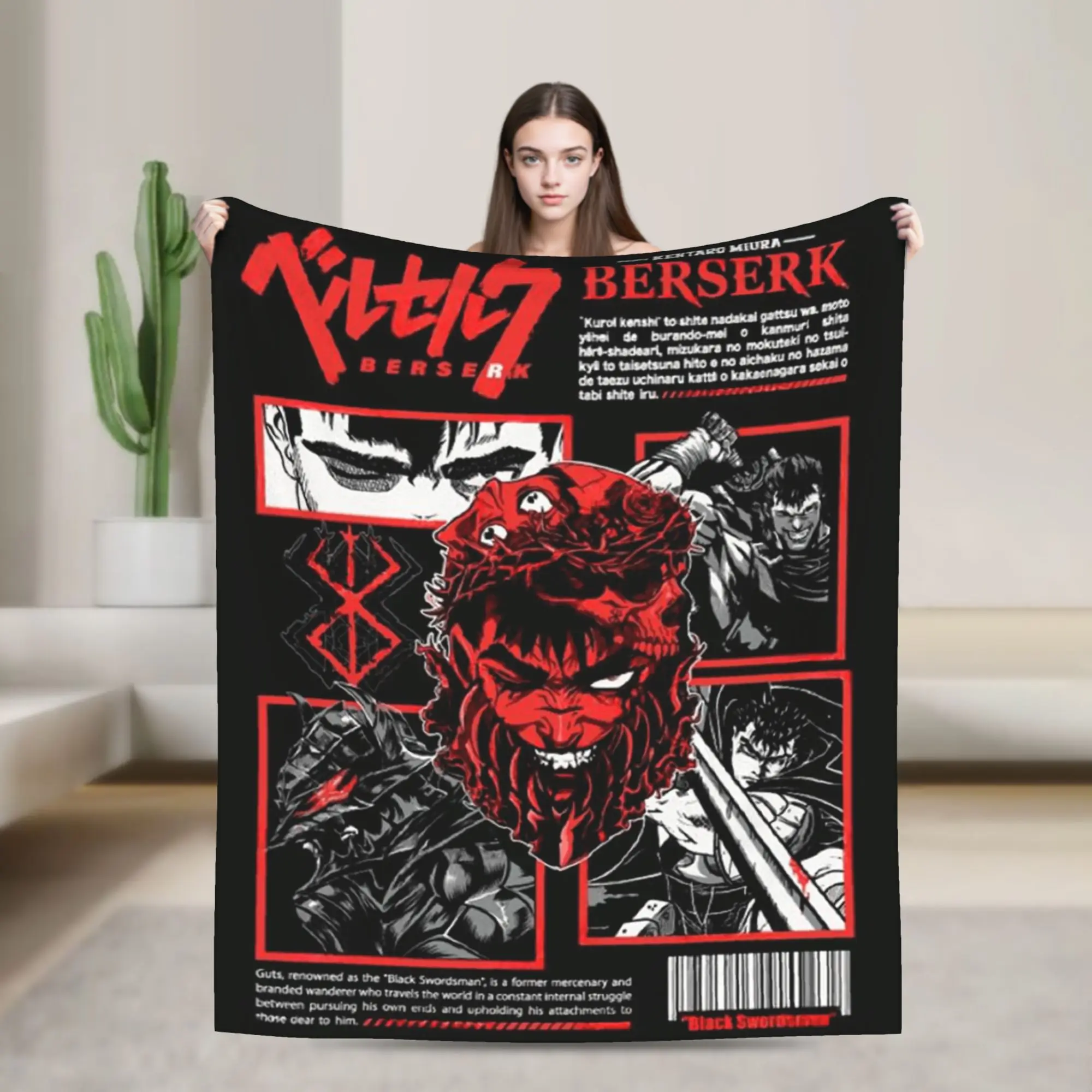 

Anime Berserk Warm Blanket Kids Plush Bedding Throws Street Trend Living Room Flannel Bedspread Sofa Bed Cover