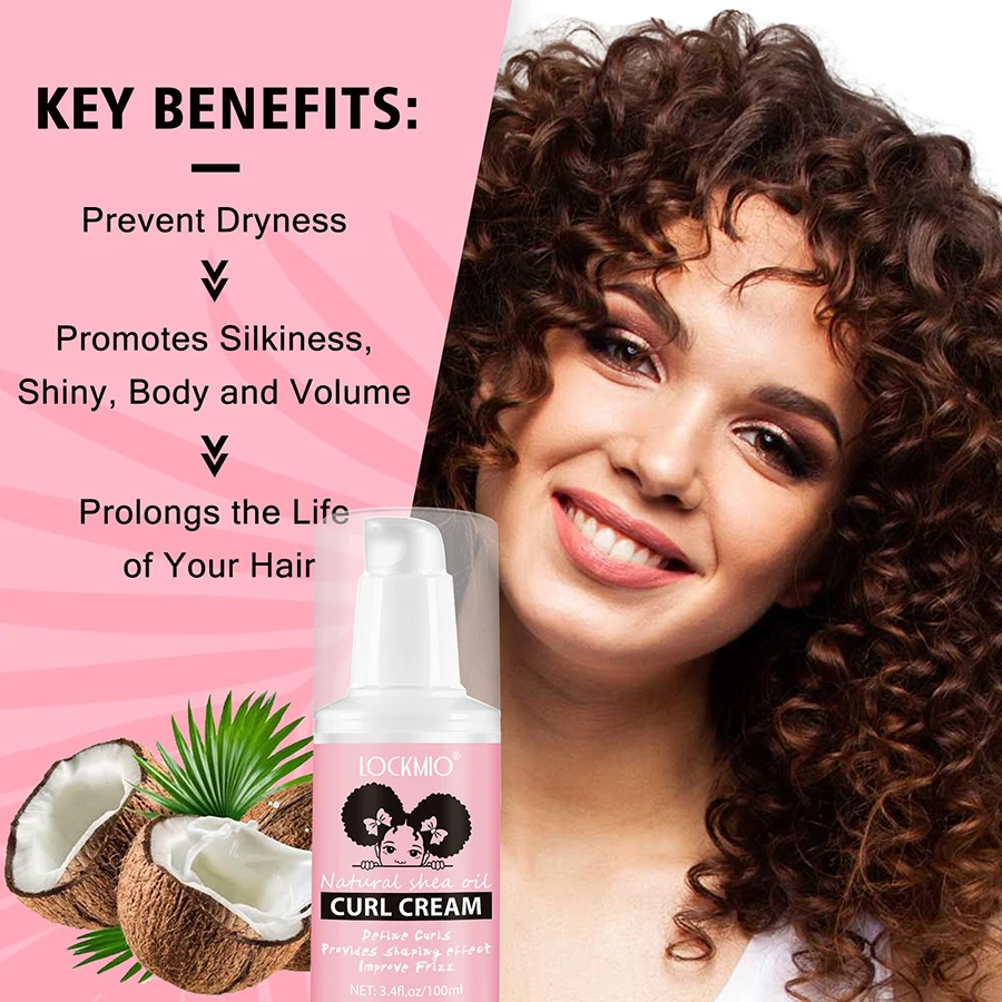 100ml Curl Defining Cream Curls Shaping Natural karitè Oil Curl Cream Anti-crespo Curly Moisturize Enhancer per capelli ondulati e crespi