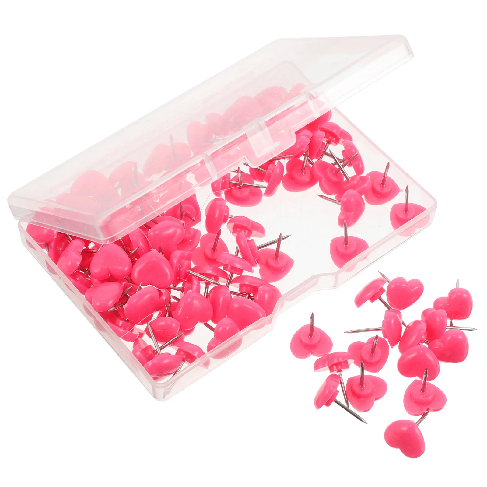 

100Pcs Love Heart Push Pins Pink Thumbtacks for Picture Hanging Cork Board Dorm Office Wall Tacks Valentines Decoration