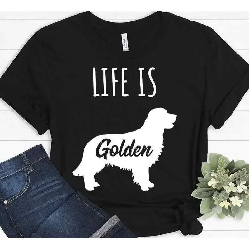 Life Is Golden Retriever Lover Mom Dad Owner Funny Cute Vintage T shirt