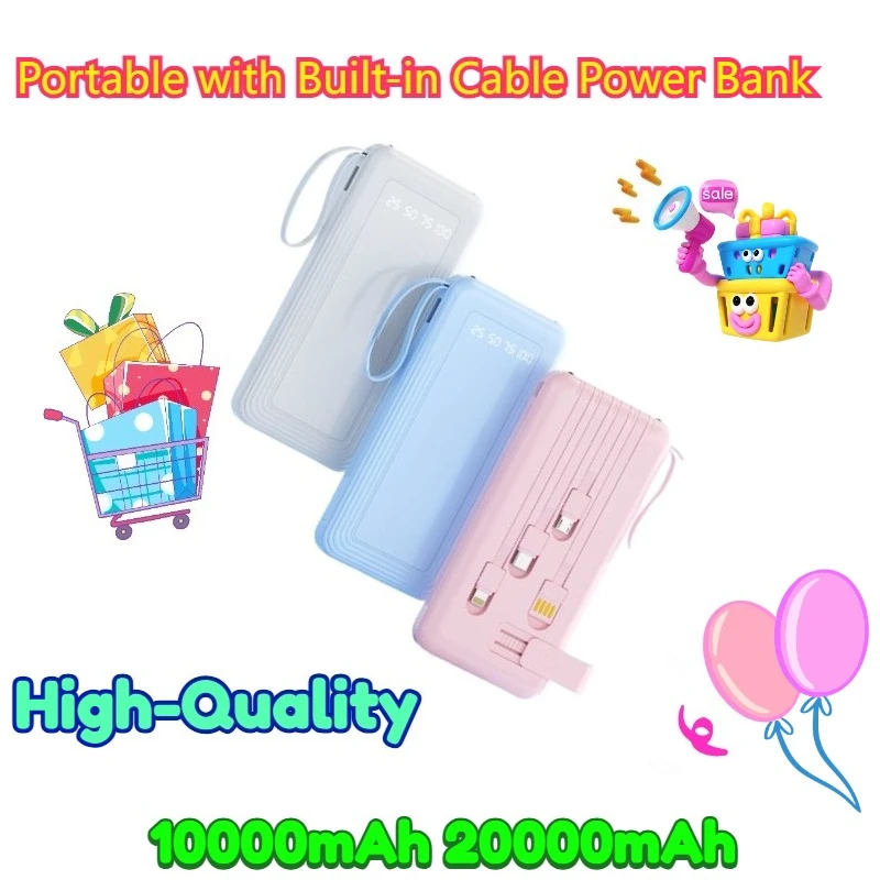 

5V 10000mAh 20000mAh Portable with Built-in Cable Power Bank High-Quality
