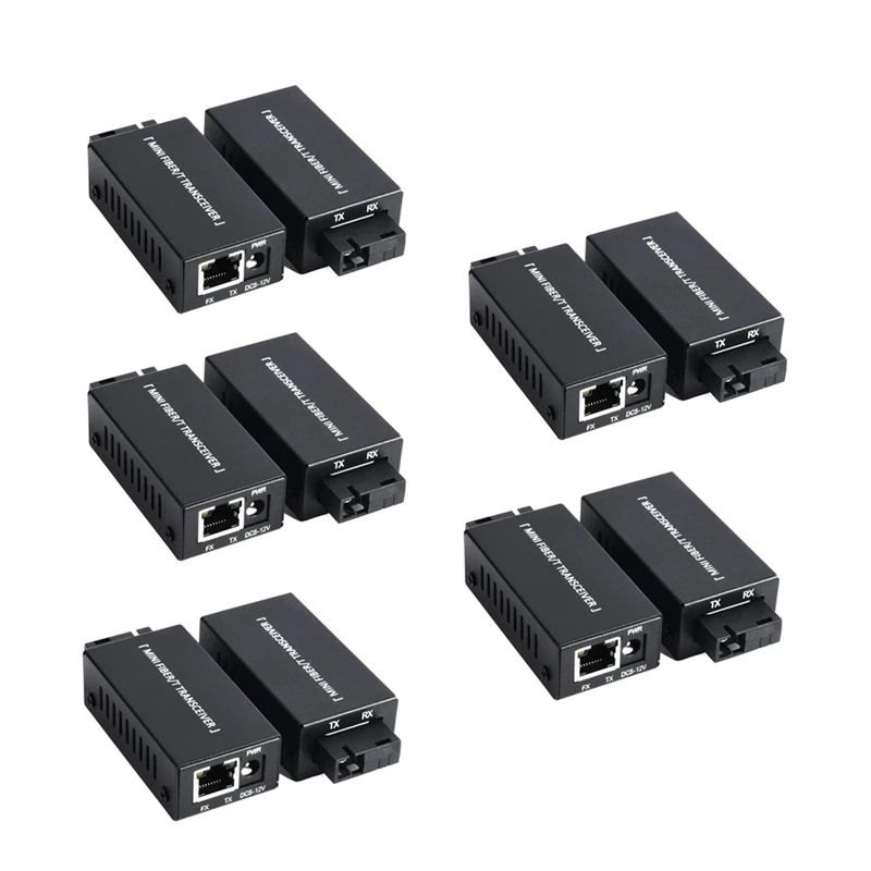 

5 Pairs Mini Gigabit Fiber Optical Media Converter 100/1000Mbps Optical Transceiver Ethernet Switch SC To RJ45 20Km Co