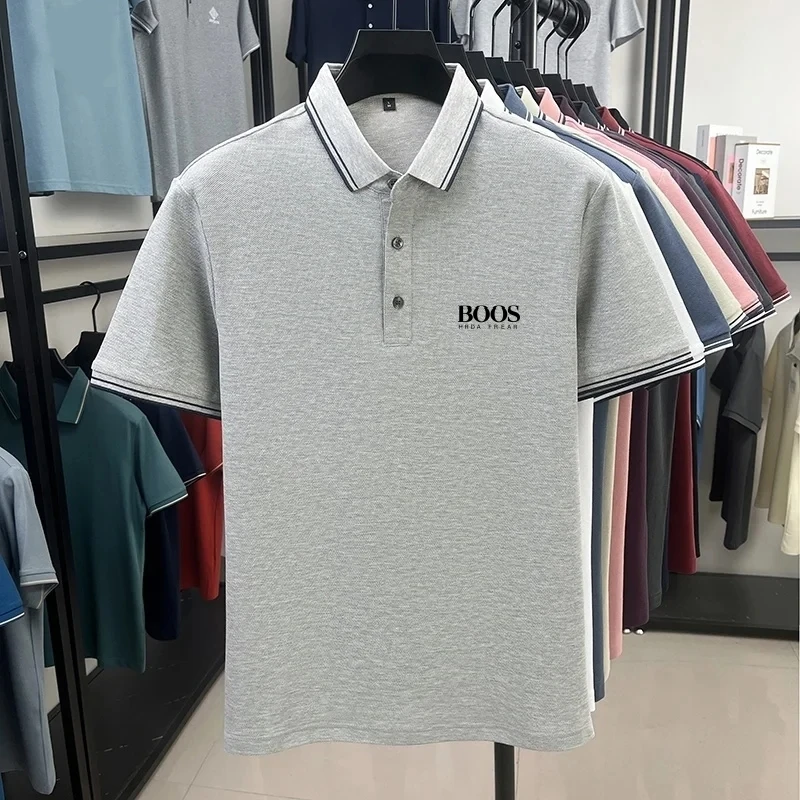 New summer high-quality pure cotton short sleeved polo shirt for men, fashionable and casual, sweat absorbing and breathable top
