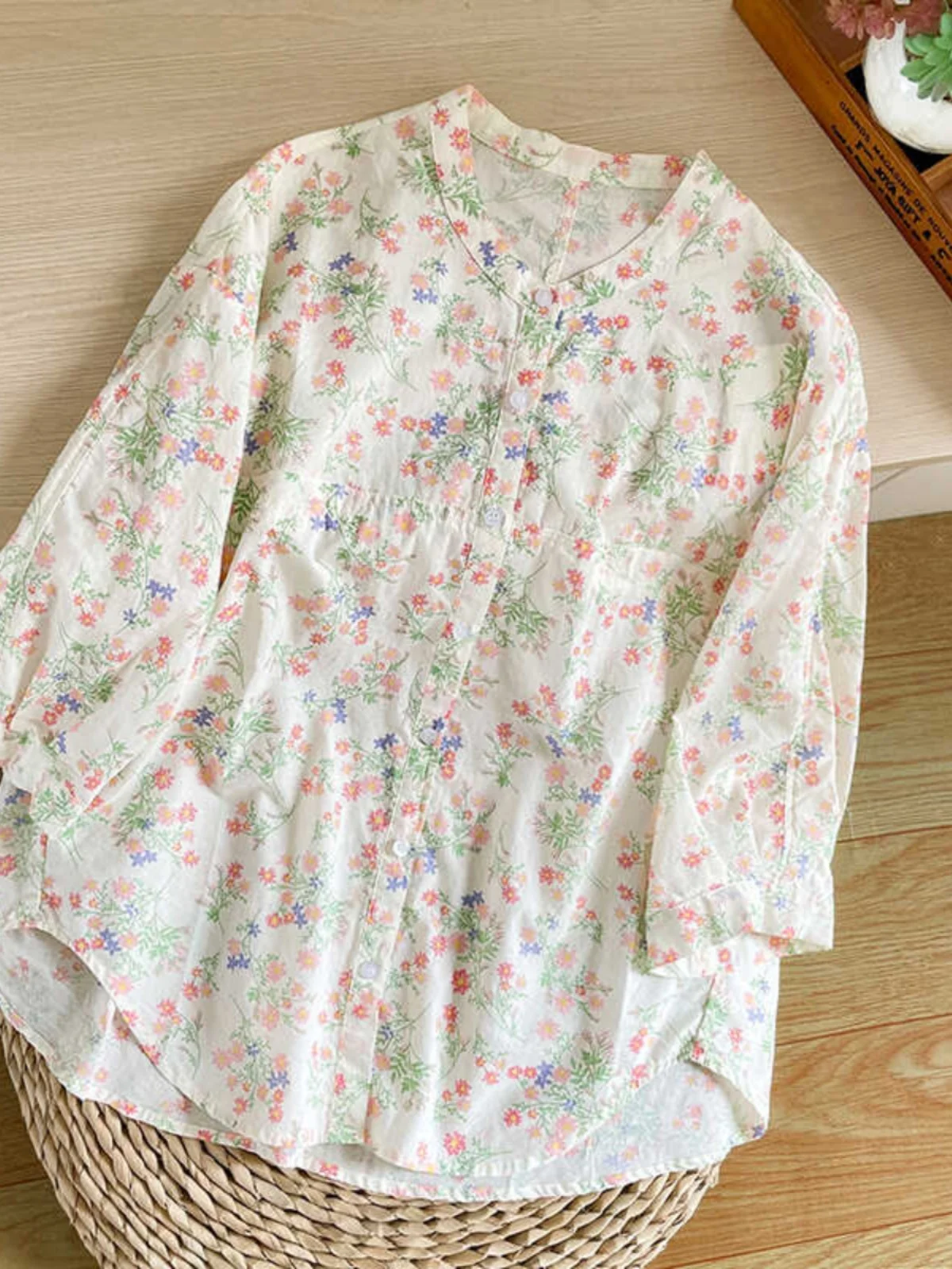 

Summer Casual Floral Print Cotton Linen irt Thin ort Sve Women's Top Comfortable Breathable Faionable Commute Sle