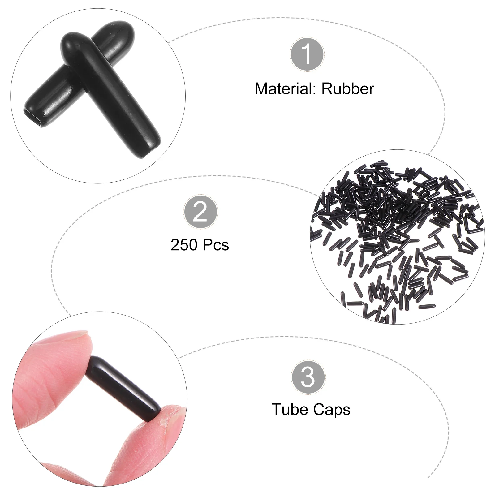 

250 pcs Wire Protection Cap Bolt Nut Screw Caps Covers Threaded Protectors Black Furniture Feet Chair Tips Table Legs Screw