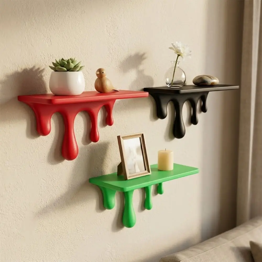 3D Printed Drip Floating Shelf Plastic Wall-Mounted Melting Wall Shelf Irregular Shape Stable Decorative Wall Bracket