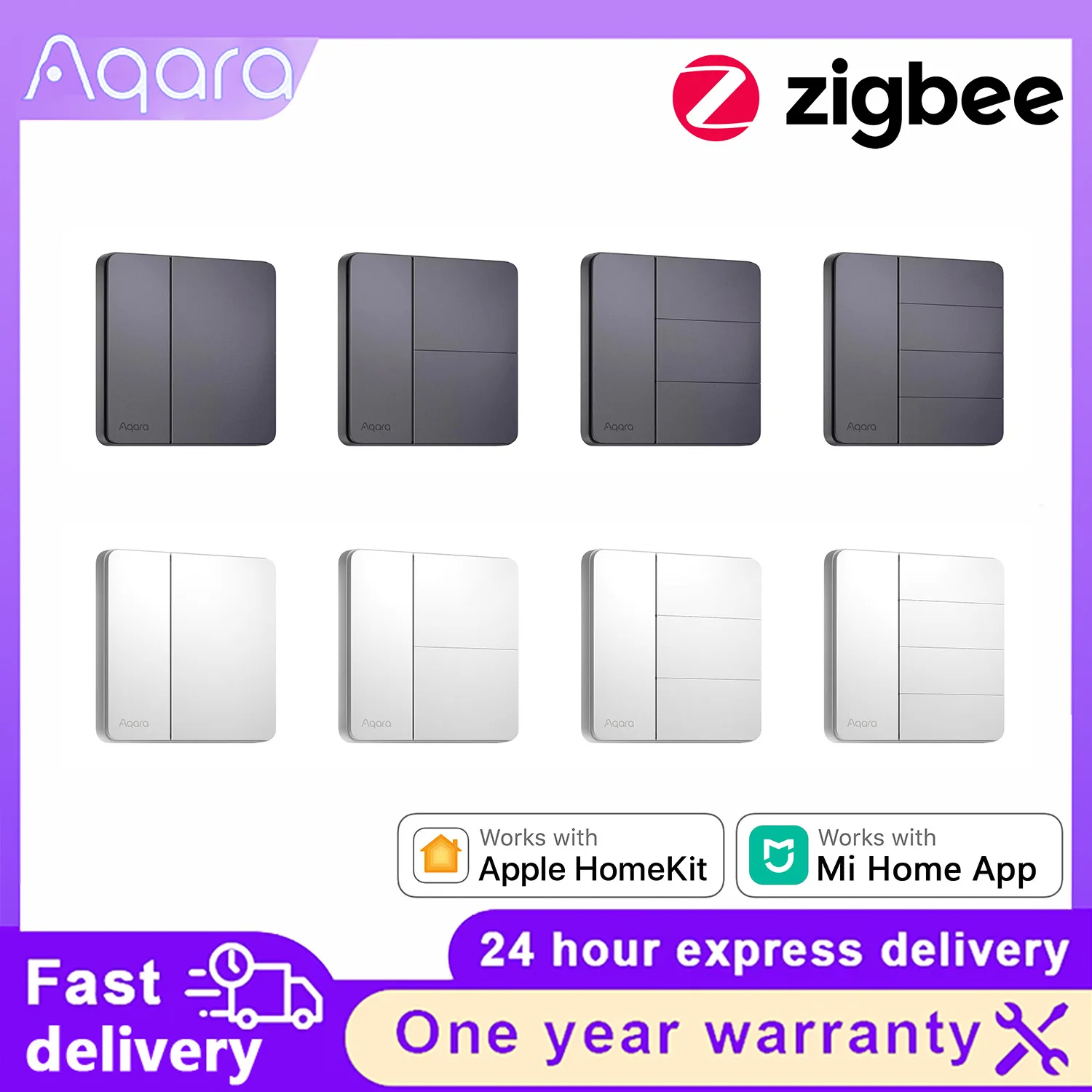 Aqara Z1 Smart Wall Switch Zigbee 3 Single Live Neutral Wire Design Supports Mi Home HomeKit APP More Control
