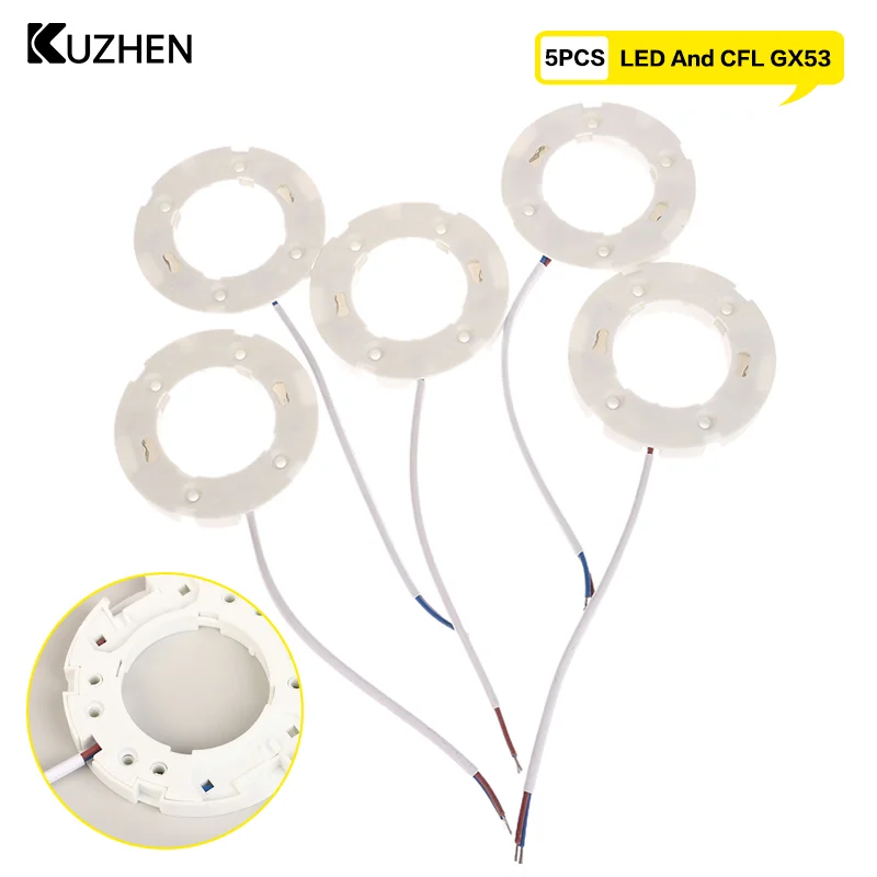 5pc GX53 Base Fitting For GX53 Lamps Fly Leads For LED And CFL GX53 Light Bulb Fitting Ceiling Wall Lamp Holder