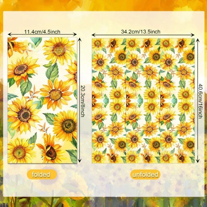 20pcs/Pac 30.2*40.6cm 2-Ply Sunflower Sunflower Long Tissue Paper Party Holiday Disposable Paper Placemat Party Decoration Paper