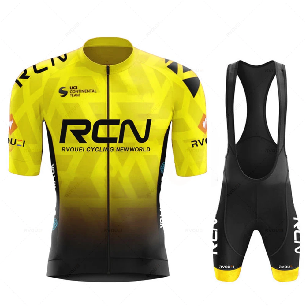 Rcn Short Sleeve Jersey 2023 Summer Breathable Cycling Clothing Set Bike Wear Bicycle Bib Pants Suit MTB Maillot Ropa Ciclismo