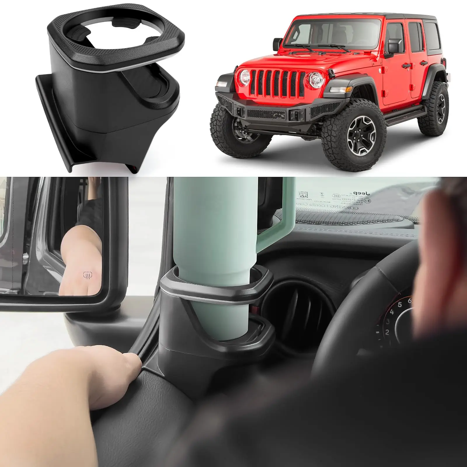 

Front Right Door Cup Holder For 2018–2024 Jeep JL JLU 4XE And Gladiator JT