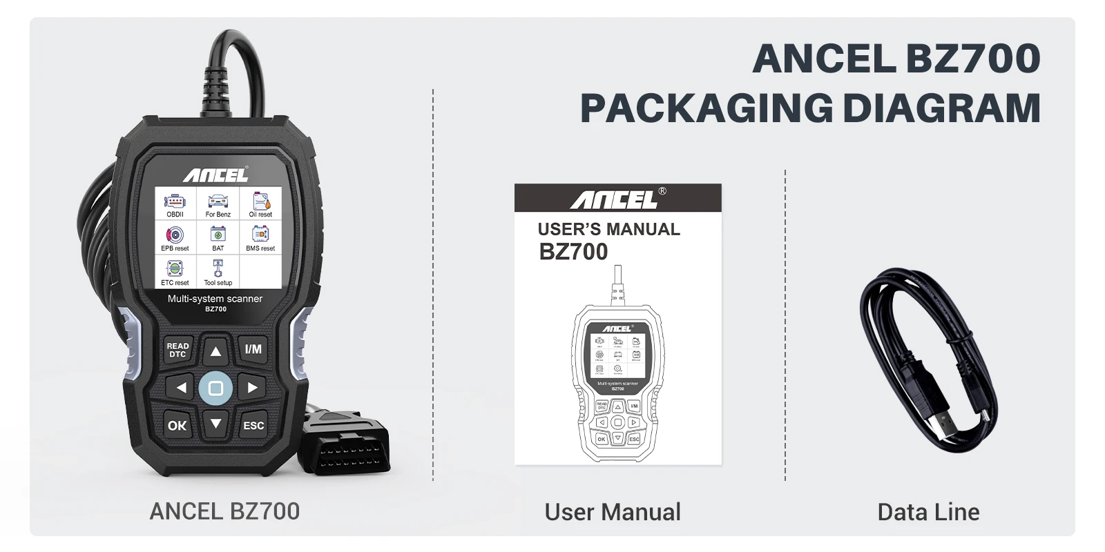 ANCEL BZ700 OBD2 Scanner für Mercedes für Benz Sprinter Smart Alle System Scan Tool ABS SRS SAS Öl Reset Auto Diagnose Werkzeug