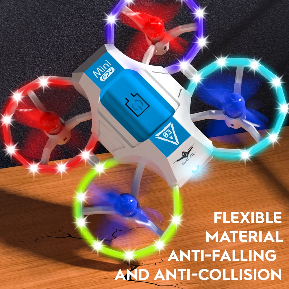 Mini Drone Teeggi Avec Lumières LED – Contrôle Sonore, Décollage/atterrissage 1 Touche – 4 Protections D’hélices, Mode Sans Tête, Flips 360° – 2 Batteries 3,7V 350mAh – Dès 8 Ans