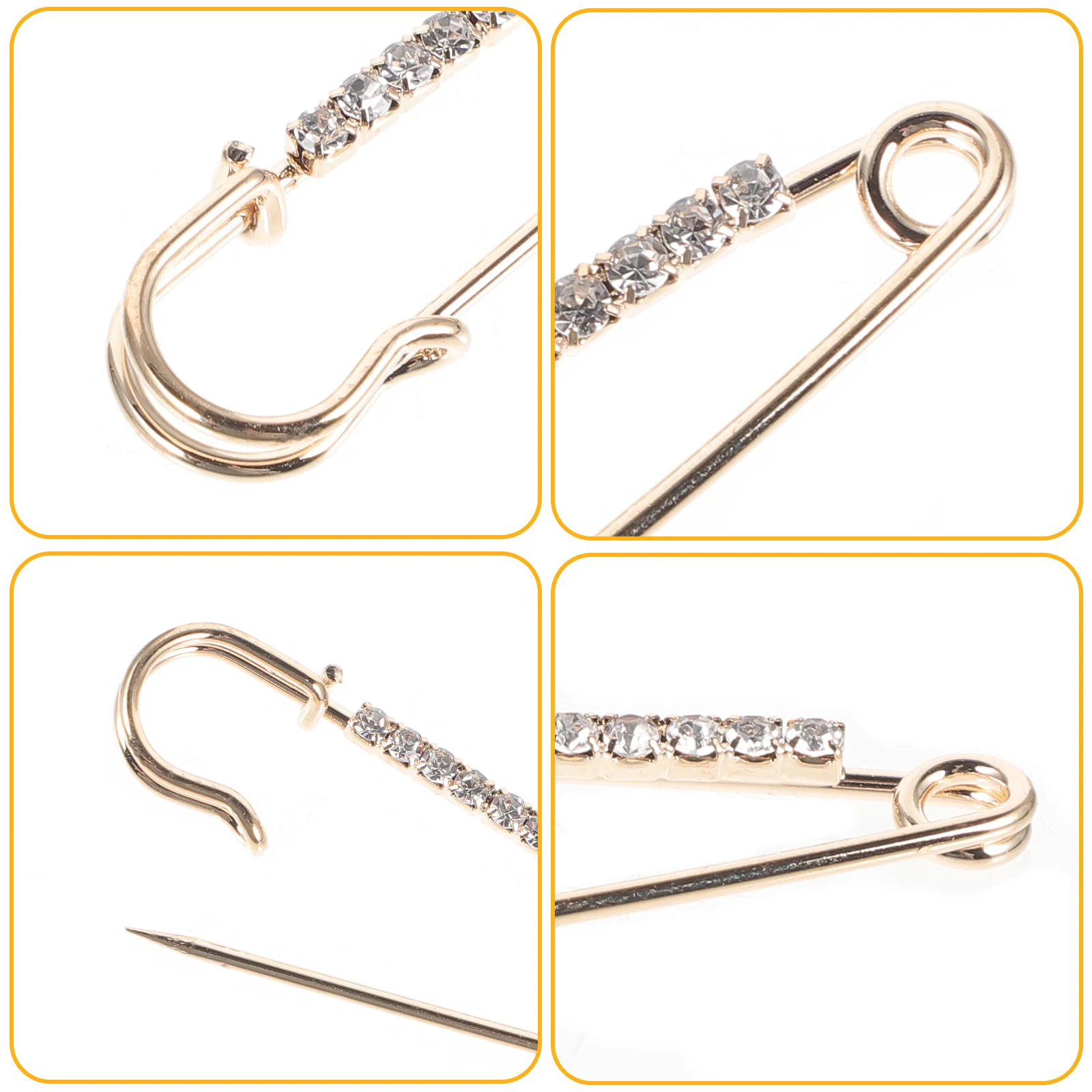 

12pcs Safety Pin Brooch Rhinestone Design Dress Fixing Tool For Diy Craft Making Multi-Function Metal Fastener Decorative Small