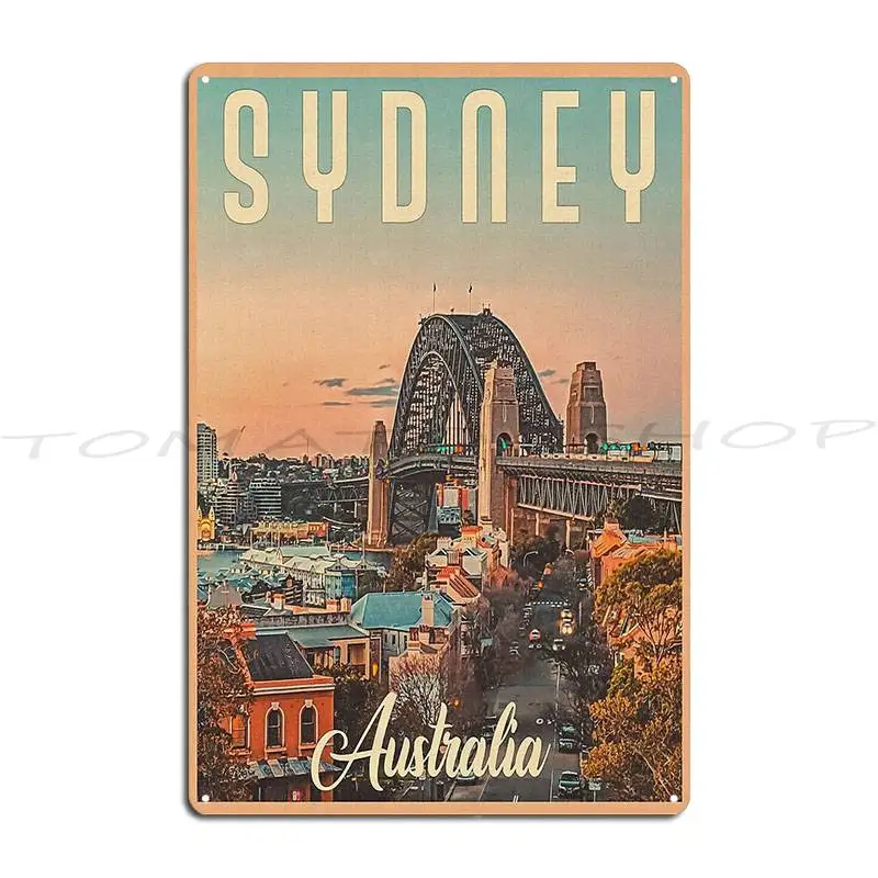 Sydney Australia Vintage Travel Metal Plaque Garage Pub Design Party Printed Tin Sign Poster