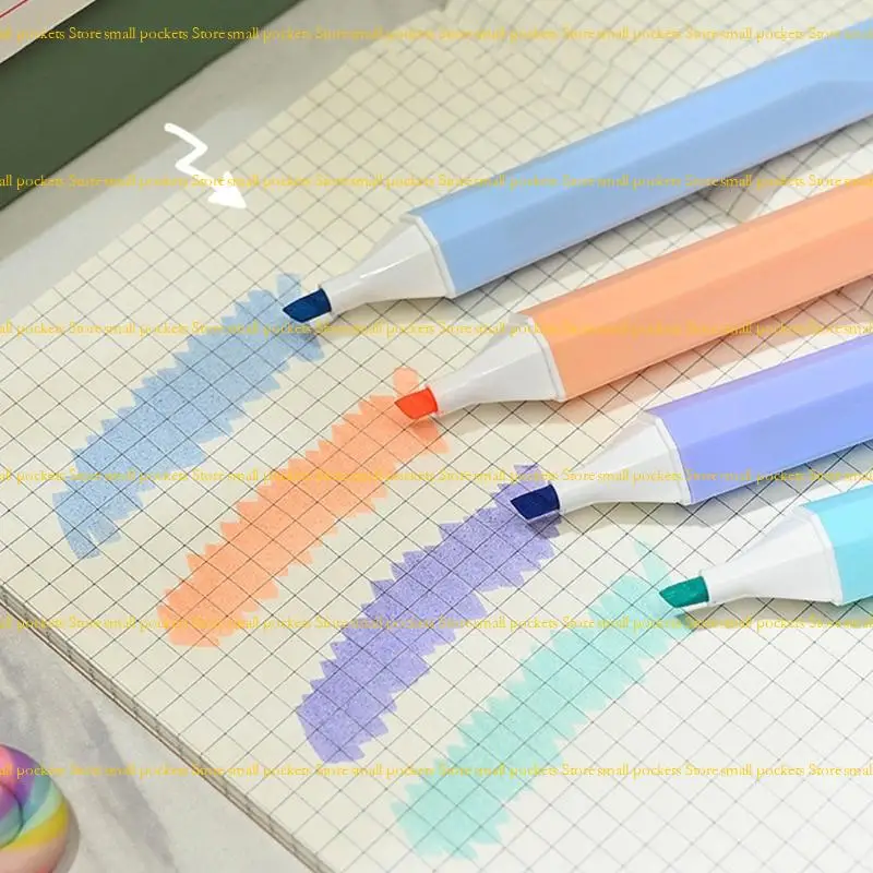 مجموعة R1WD مكونة من 4 أقلام تحديد ذات طرف ناعم محفور، 4 أقلام تحديد ملونة للتدوين اليومي لسكرابوكينغ والترميز اللوني #5