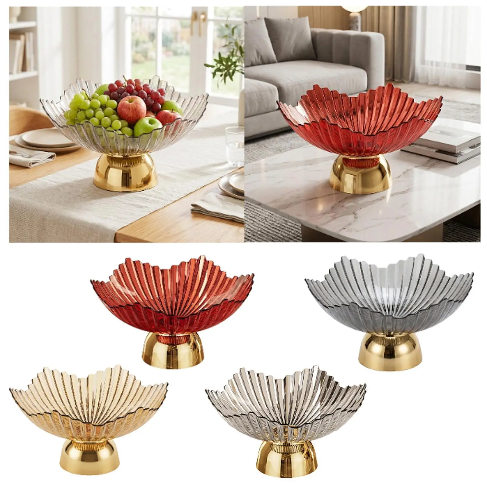 Decorative Table Center Tray Pedestal Shaped Fruit Bowl Portable Sweet Snack Holder for Family Gatherings