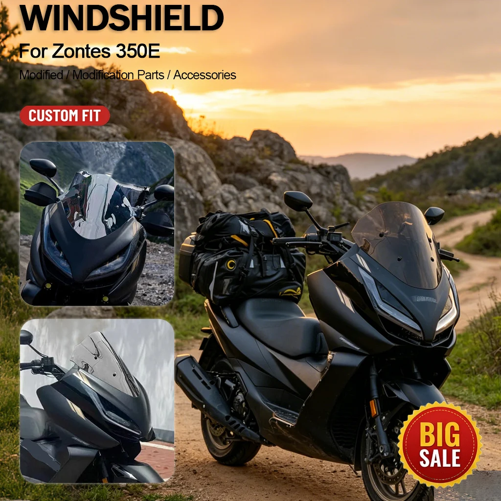 Competitive Windshield, Thai Version 350E Sports Visor, Shortened Chest Guard Plate for Zontes 350E Motorcycle Modification Part