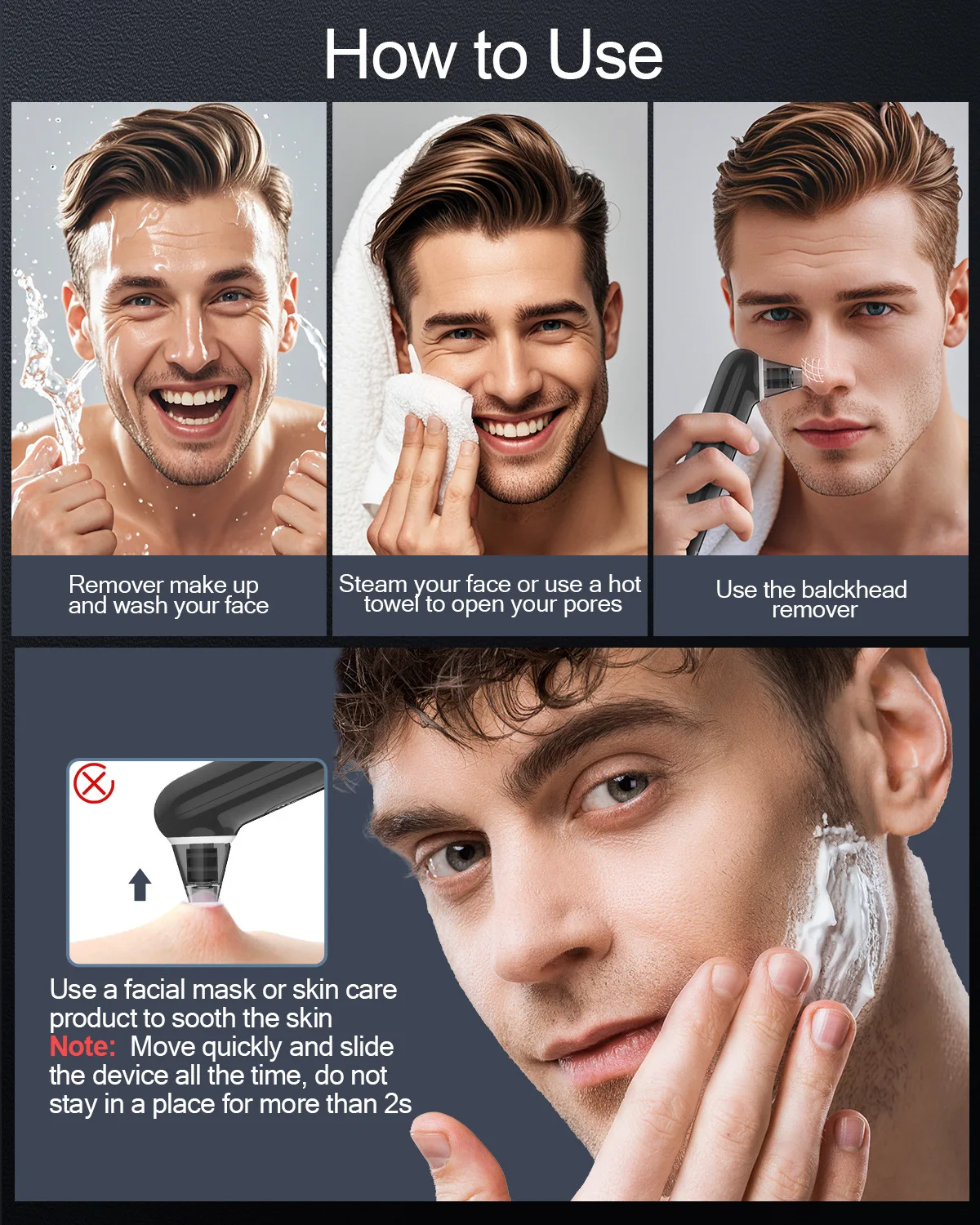 Professional Electric Blackhead Remover with Microbubble, Comedone Extractor & Blue Light - Home Facial Cleansing Device