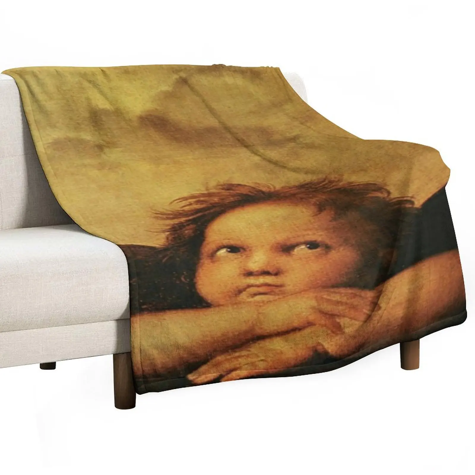 

Raffaello Sanzio da Urbino Sistine Madonna, angel 1. Throw Blanket Summer Beddings Warm Blankets