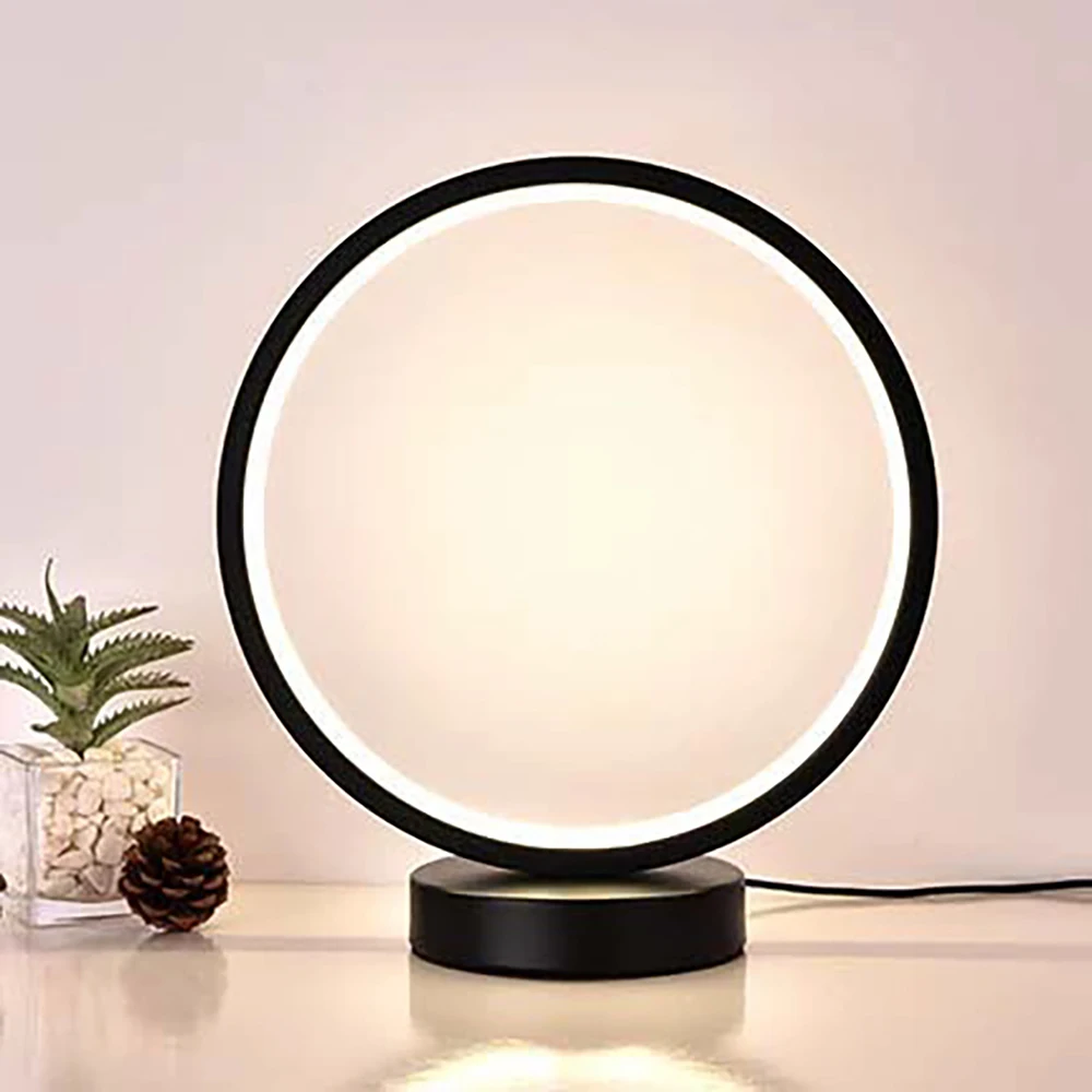 

LED Ring Table Lamp Dimmable Circular Night Light USB Rechargeable Bedroom Bedside Desk Living Room Hotel Decor