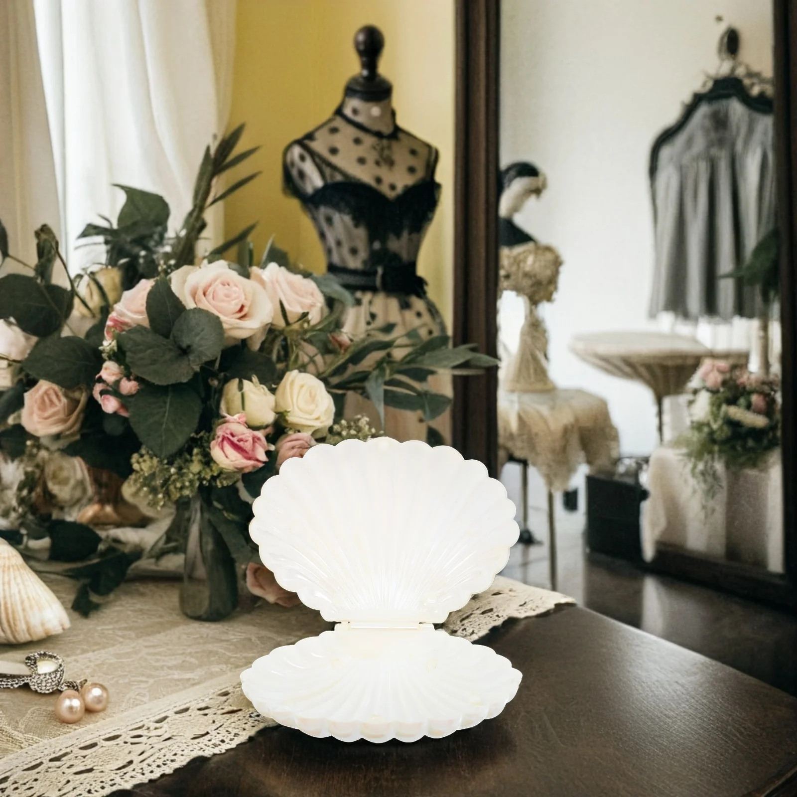 

10pcs Wedding Candy Boxes: Iridescent Seashell-Shaped Treat Containers Mini Plastic Shell Storage Cases For Bridal Showers Beach