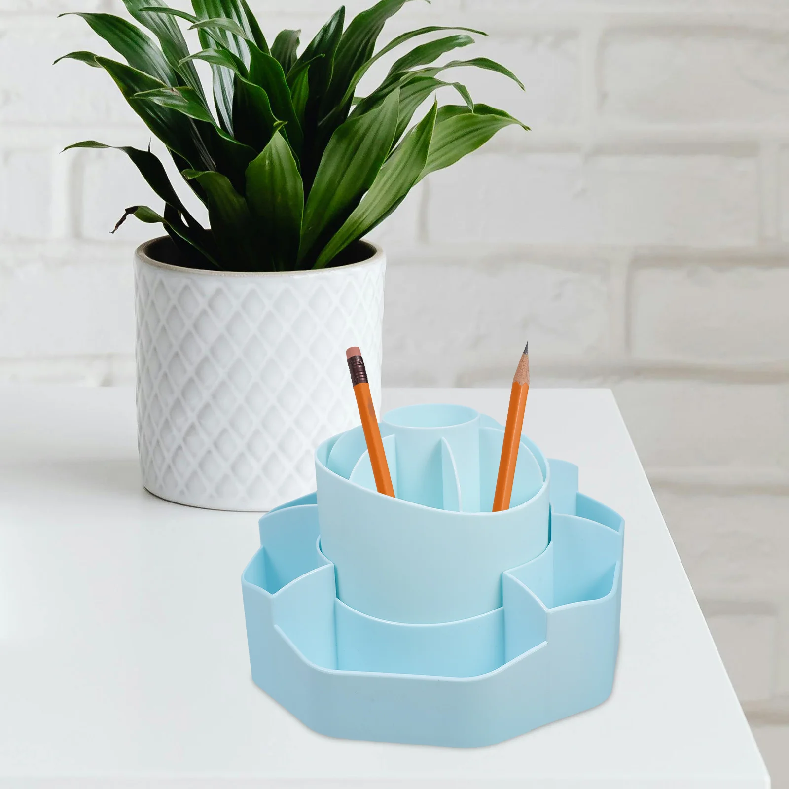 

Rotating Pen Holder Storage Box Desk ganizer Pencils Stationery PP Student 360Degree Detachable Multifunctional Household