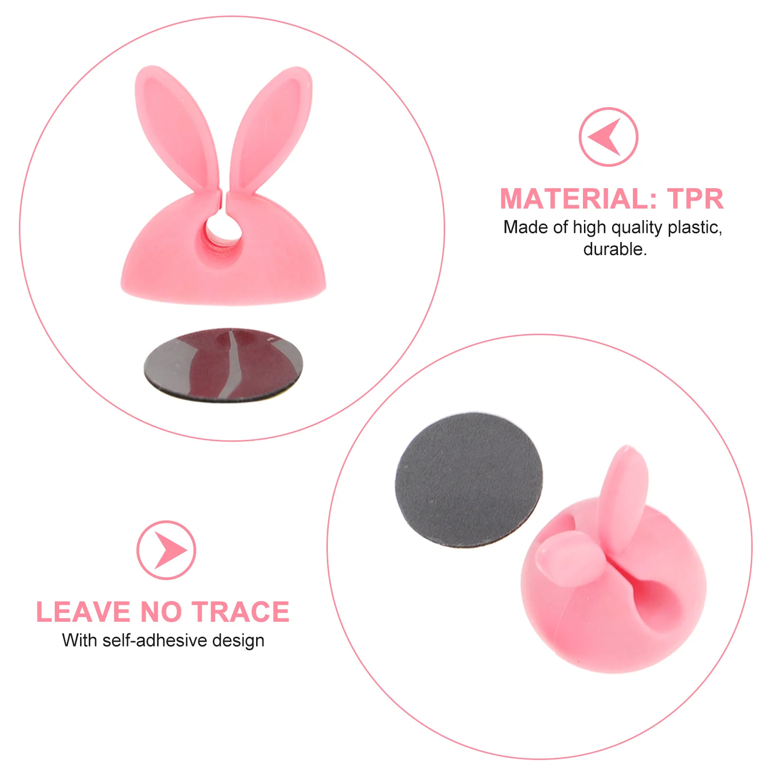 32 Stück Kabelklemmen im Hasen-Design, rosa selbstklebende Kabelhalter für die Schreibtischorganisation, rosa Kabelklemmen, Drahtkabel-Organizer