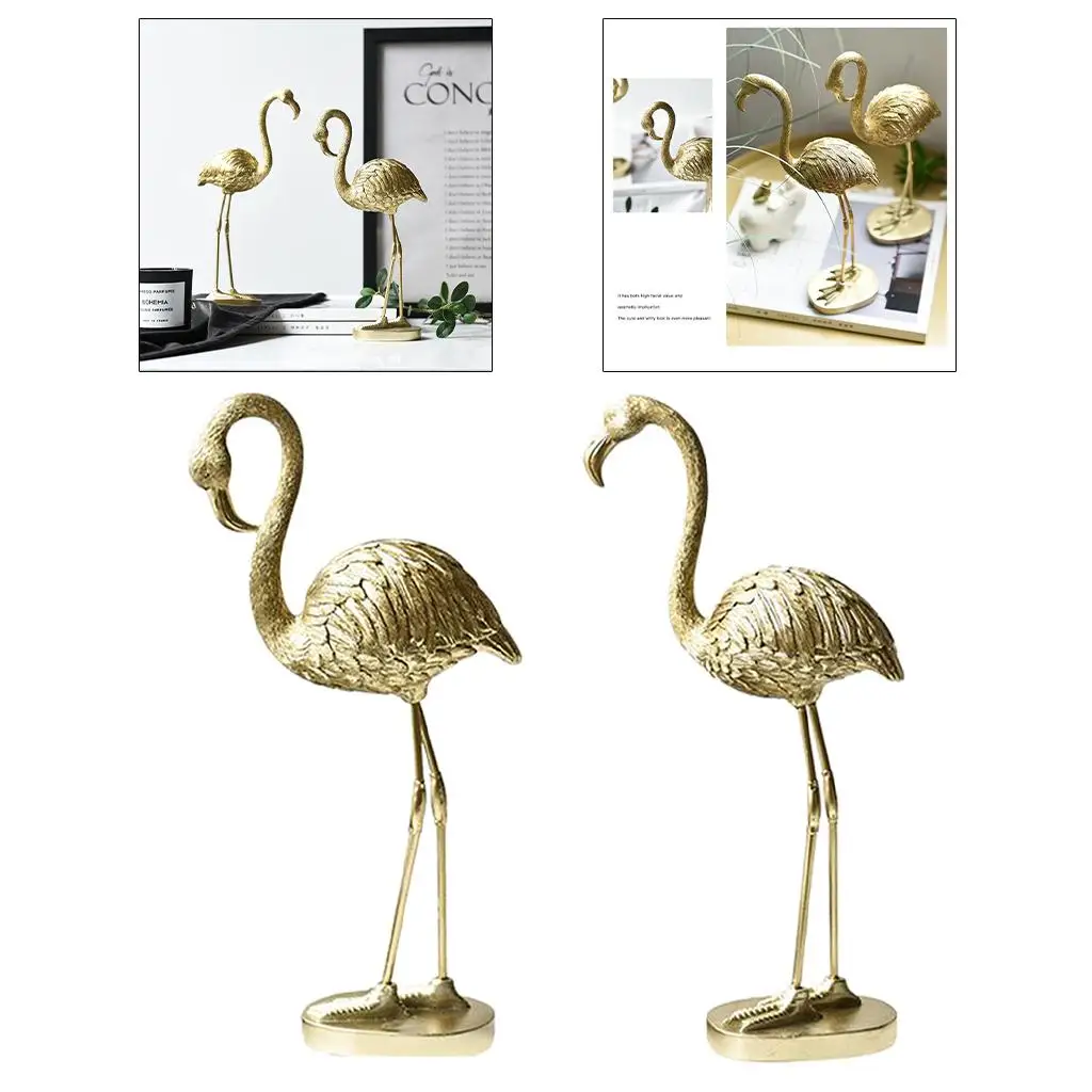 Modern Gold Flamingo Figurine Sculpture Artwork Ornament Home Living Room Decor