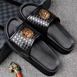 Summer new Korean cowhide shoes men's casual casual beach shoes men's thick soles non-slip breathable men's sandals T34