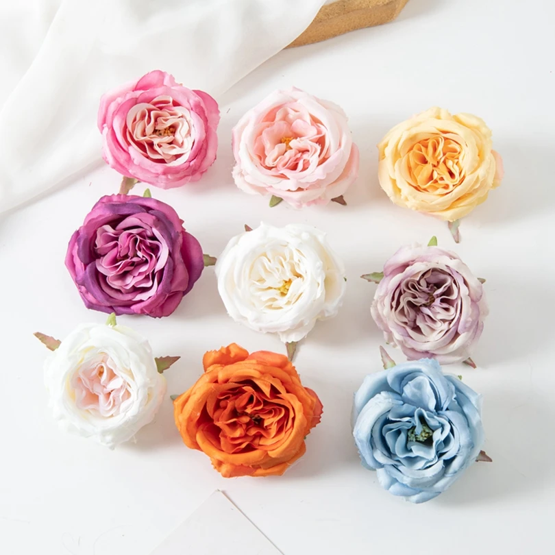 10Pcs Silk Peony Artificial Flowers Wall for Home Party Wedding Decor Floral Arrangement Roses Bundle Accessory Christmas Wreath