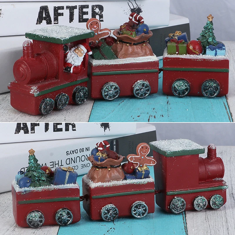 Train Christmas Resin Statue Home Decor Sculpture Christmas Ornaments Living Room Decoration Table Desk Santa Claus Dropshopping