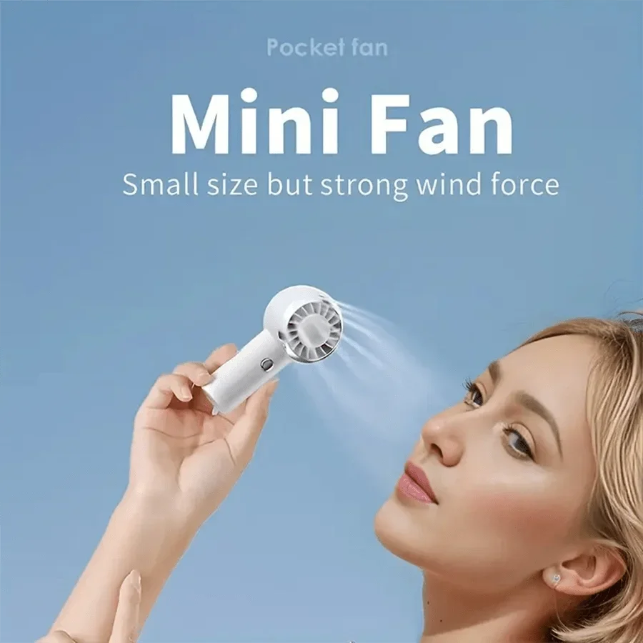 2026 New Ultralight Only 60G Mini Size Handheld Fan Portable Fan Air Cooler Pocket Fan Rechargeable for Travelling Shopping